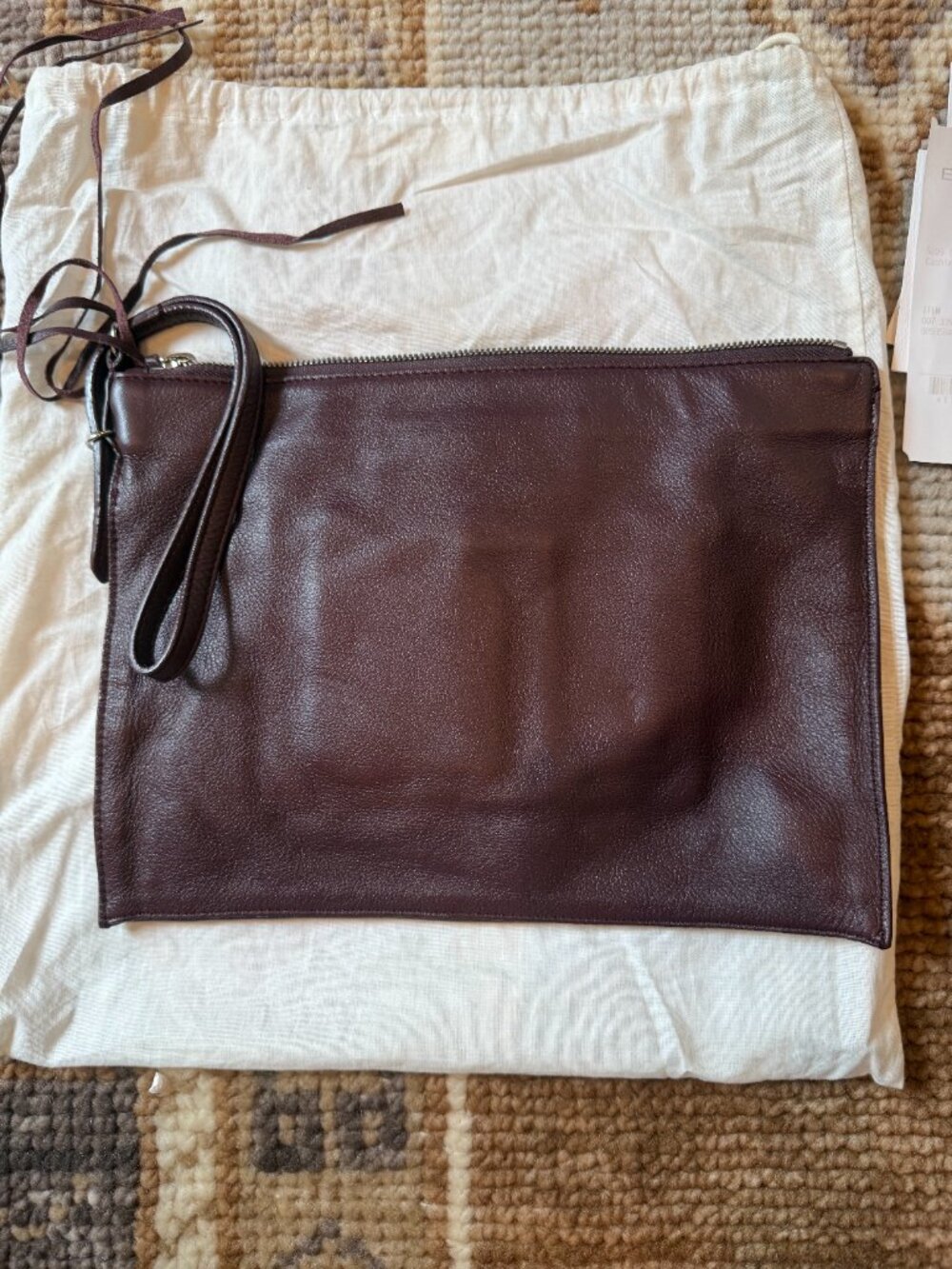Balenciaga Burgundy Leather Zip Clutch with Silver Hardware - Picture 2 of 4